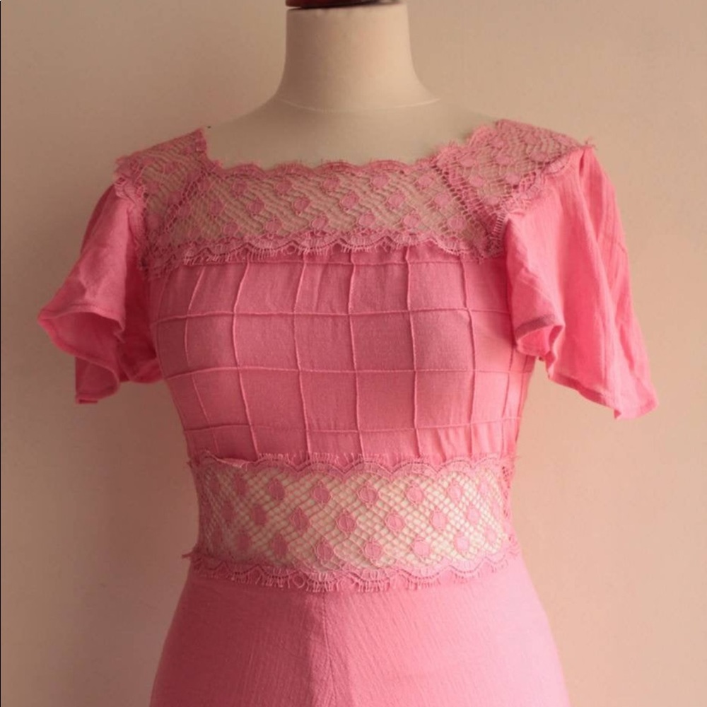 Vintage pink cotton maxi dress - Picture 4 of 9